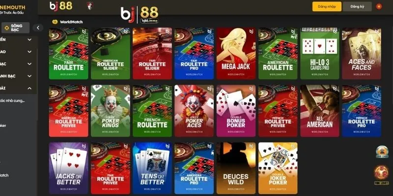 Tổng hợp game bài tại bj88